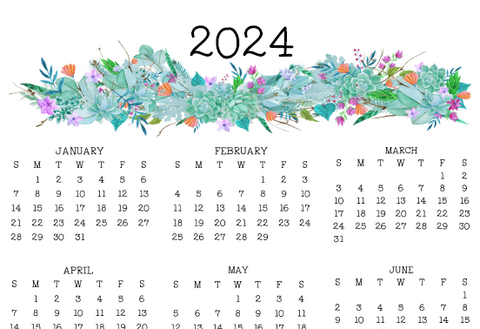 2024 Yearly Calendar- Digital Download
